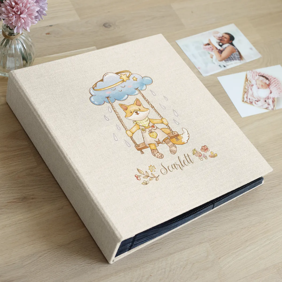 Picture of Linen Slip In Baby Photo Album for 100-1000 4x6 Photos