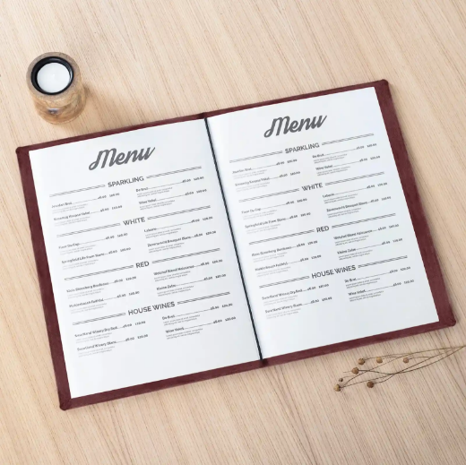 Picture of Velvet Menu Book