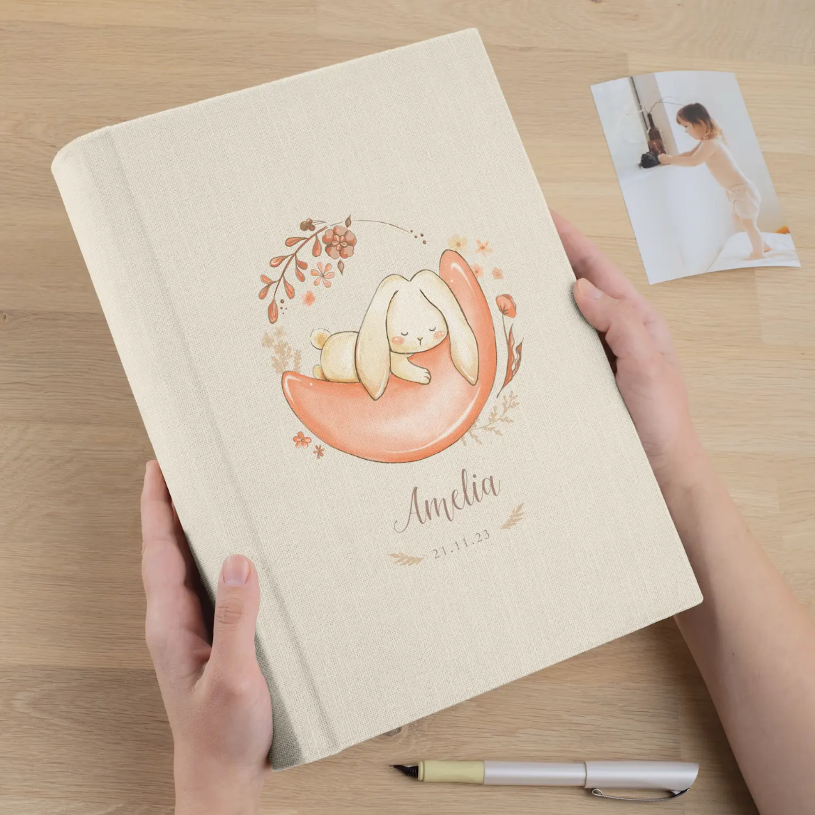 Picture of Linen Baby Slip In Photo Album for 300 4x6 Photos
