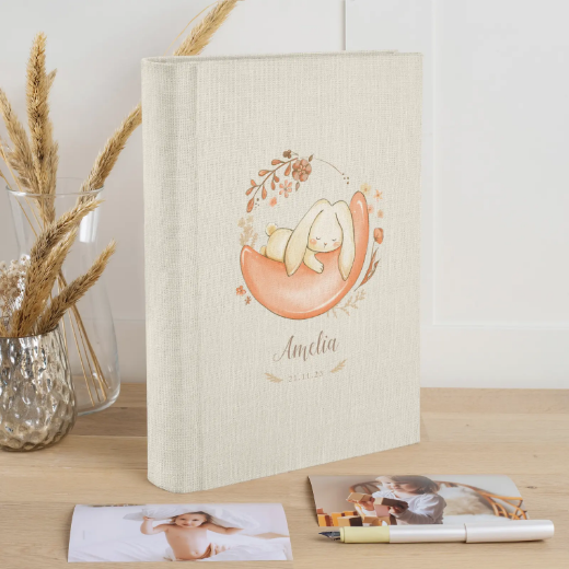 Picture of Linen Baby Slip In Photo Album for 300 4x6 Photos
