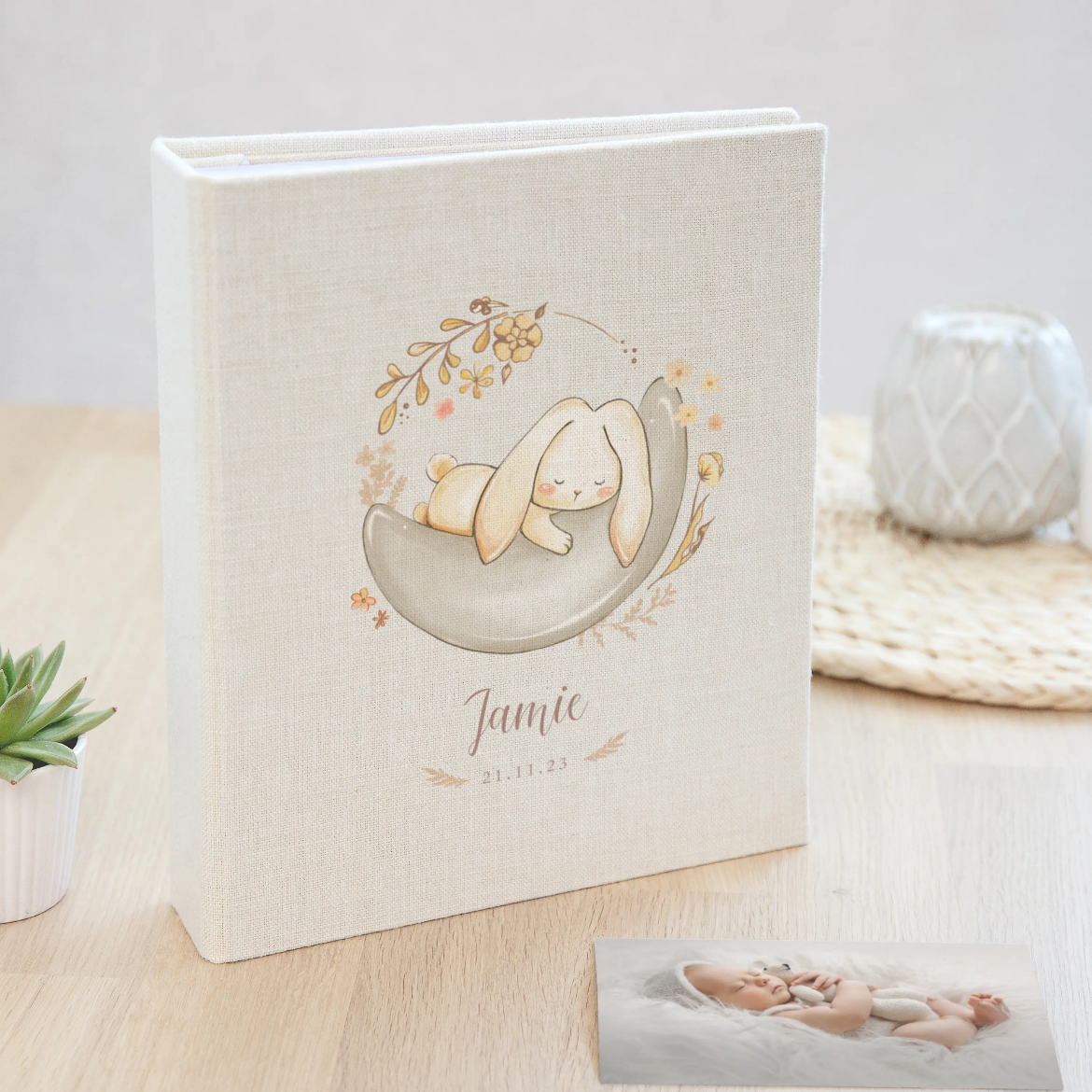 Picture of Linen Baby Slip In Photo Album for 40-400 4x6 or 5x7 Photos