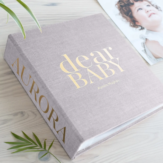 Picture of Linen Baby Slip In Photo Album for 8x10 Photos