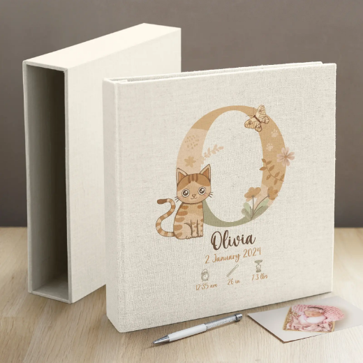 Picture of Linen Slip In Baby Photo Album for 100-1000 4x6 Photos