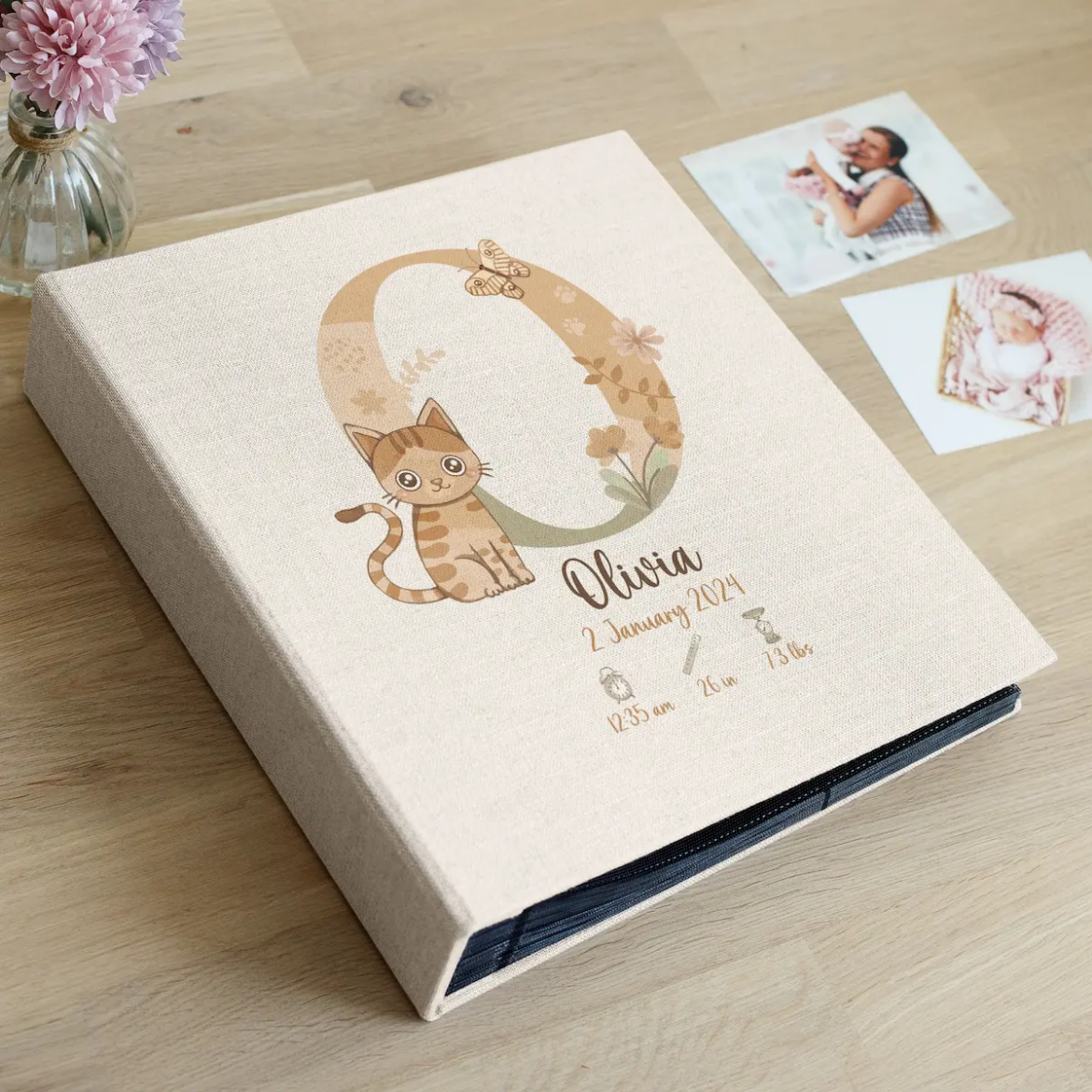 Picture of Linen Slip In Baby Photo Album for 100-1000 4x6 Photos