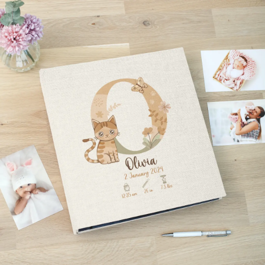 Picture of Linen Slip In Baby Photo Album for 100-1000 4x6 Photos