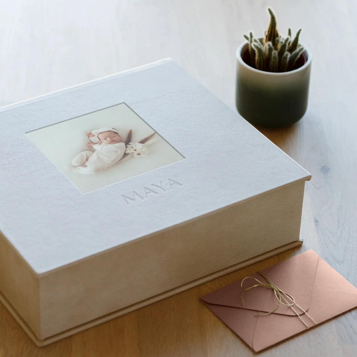 Picture of Eco Leather Baby Keepsake Box, Photo Window