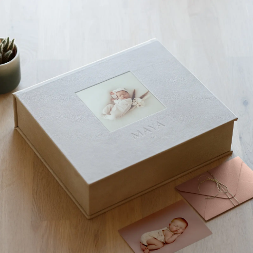 Picture of Eco Leather Baby Keepsake Box, Photo Window