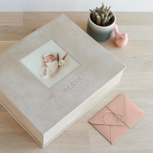 Picture of Eco Leather Baby Keepsake Box, Photo Window