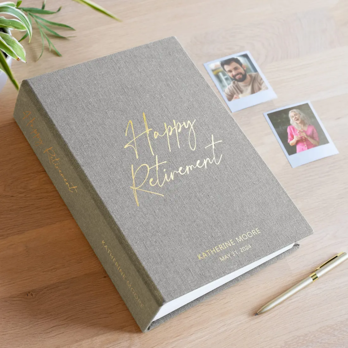 Picture of Linen Retirement Guest Book Vertical M55