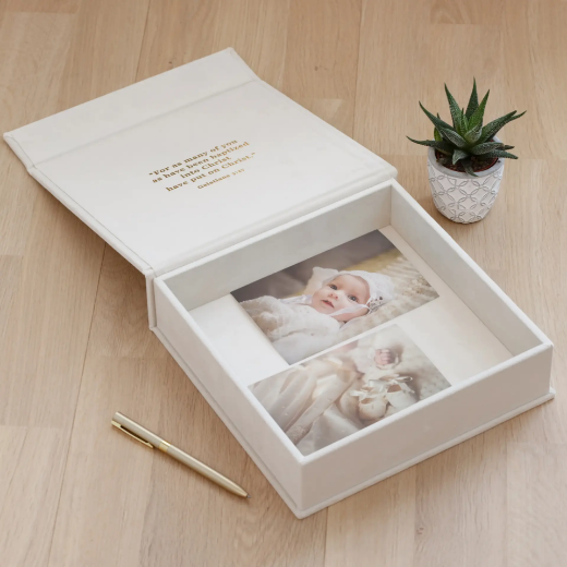 Picture of Velvet Baby Christening Memory Box, Magnet Closure