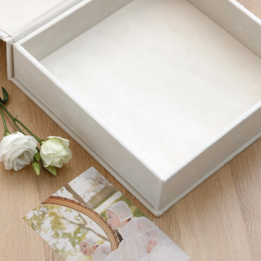 Picture of Velvet Baby Christening Memory Box, Magnet Closure