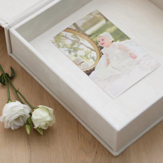 Picture of Velvet Baby Christening Memory Box, Magnet Closure