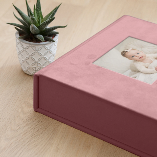 Picture of Velvet Baby Keepsake Box, Photo Window, Magnet Closure