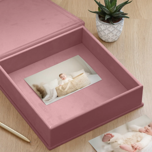 Picture of Velvet Baby Keepsake Box, Photo Window, Magnet Closure