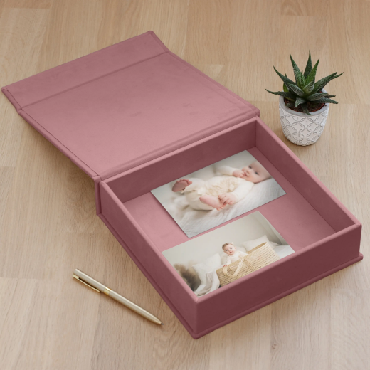 Picture of Velvet Baby Keepsake Box, Photo Window, Magnet Closure