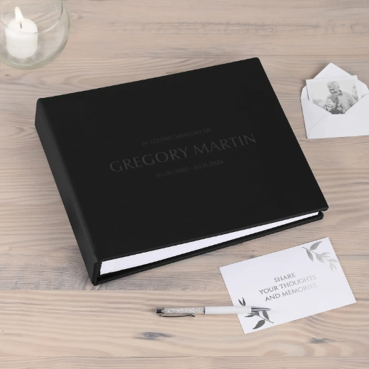 Picture of Leather Memorial Condolence Book