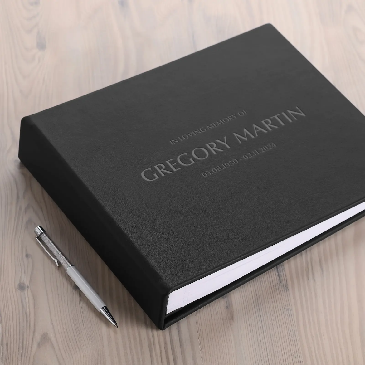 Picture of Leather Memorial Condolence Book