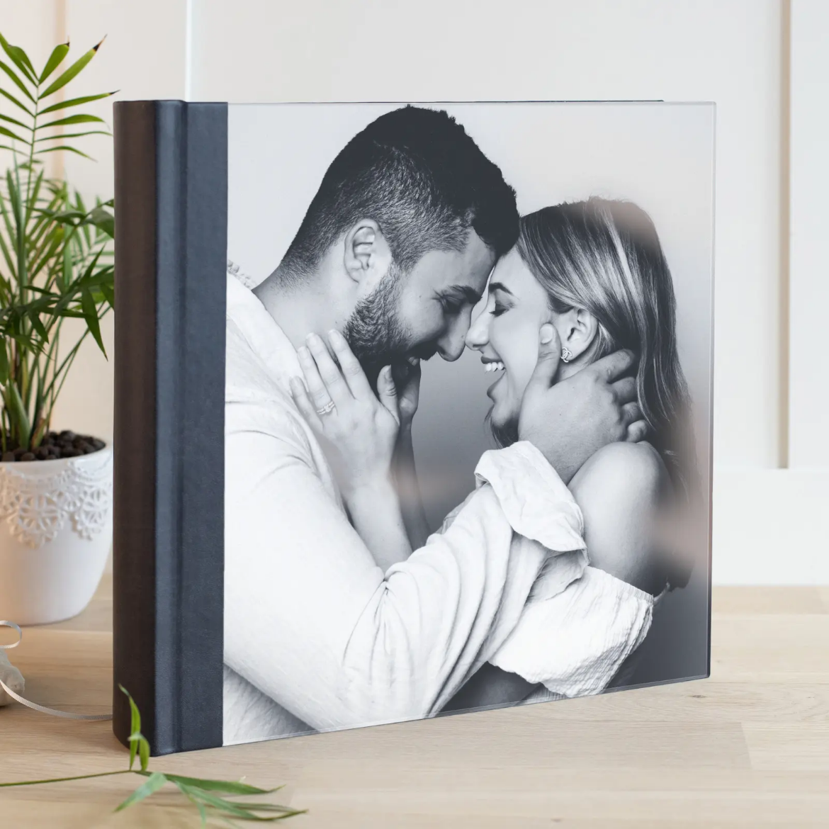 Picture of Eco Leather Lay Flat Photo Album, Glass Cover