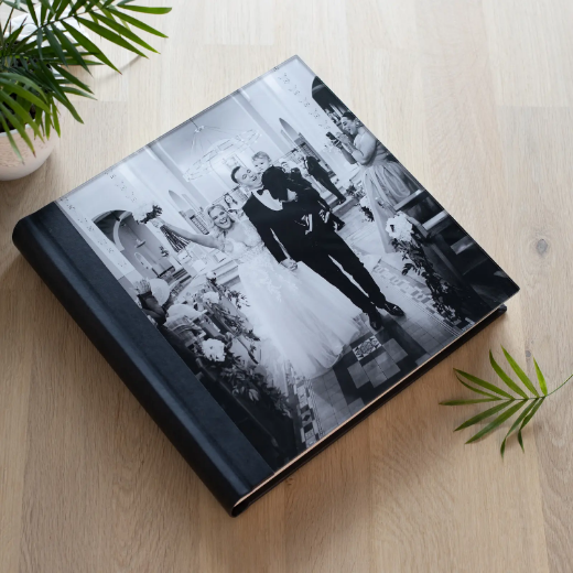 Picture of Eco Leather Lay Flat Photo Album, Glass Cover