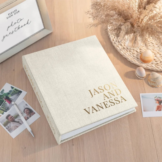 Picture of Linen Wedding Guest Book Vertical W165