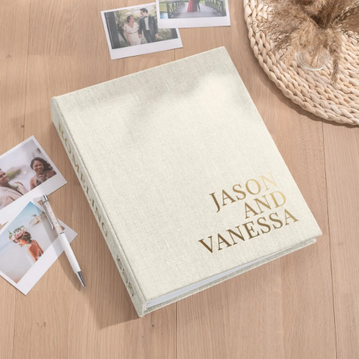 Picture of Linen Wedding Guest Book Vertical W165
