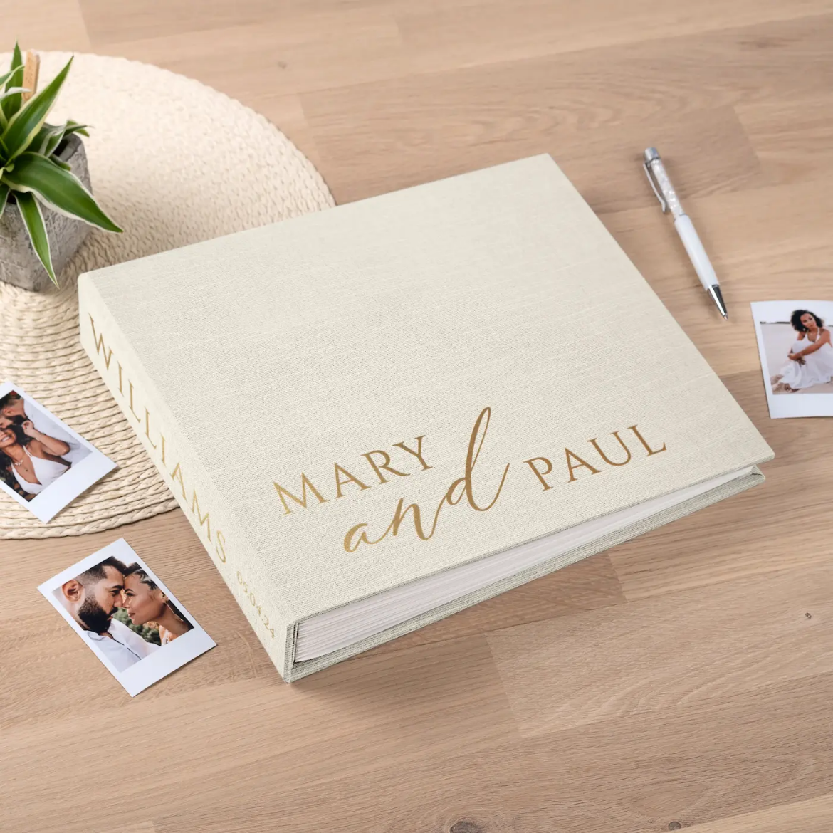 Picture of Linen Wedding Guest Book W194