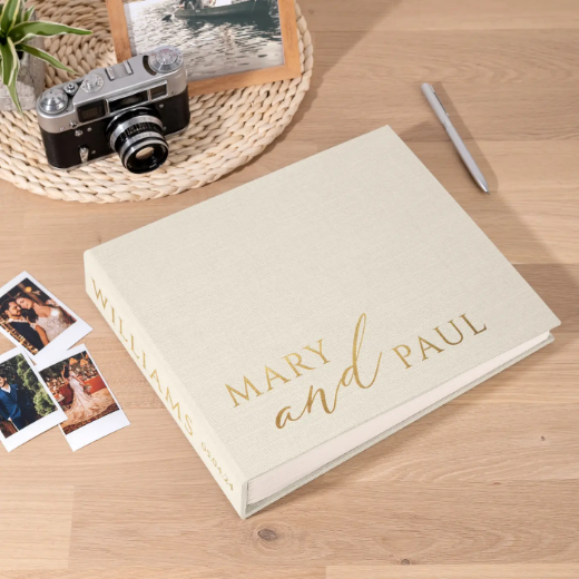 Picture of Linen Wedding Guest Book W194