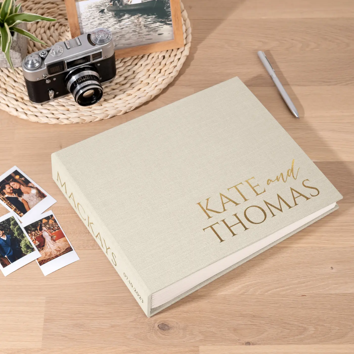 Picture of Linen Wedding Guest Book W155