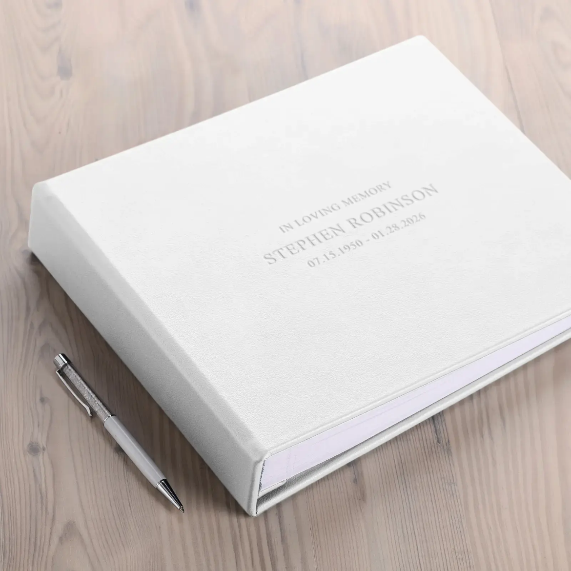 Picture of Eco Leather Memorial Condolence Book