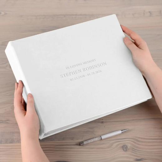 Picture of Eco Leather Memorial Condolence Book