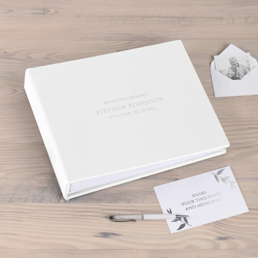 Picture of Eco Leather Memorial Condolence Book