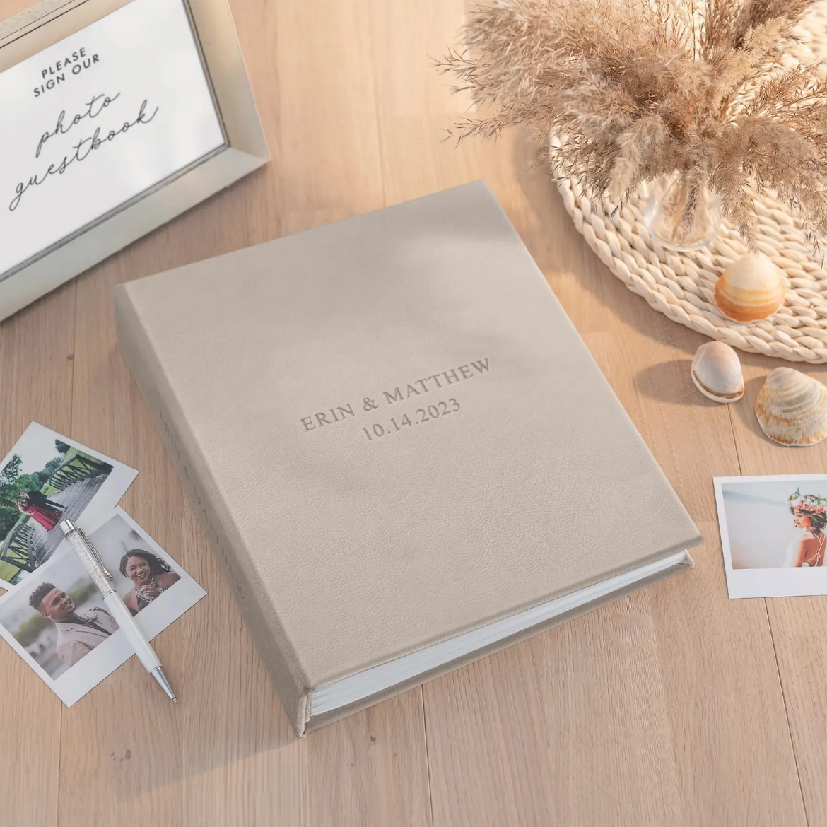 Picture of Leather Wedding Guest Book Vertical