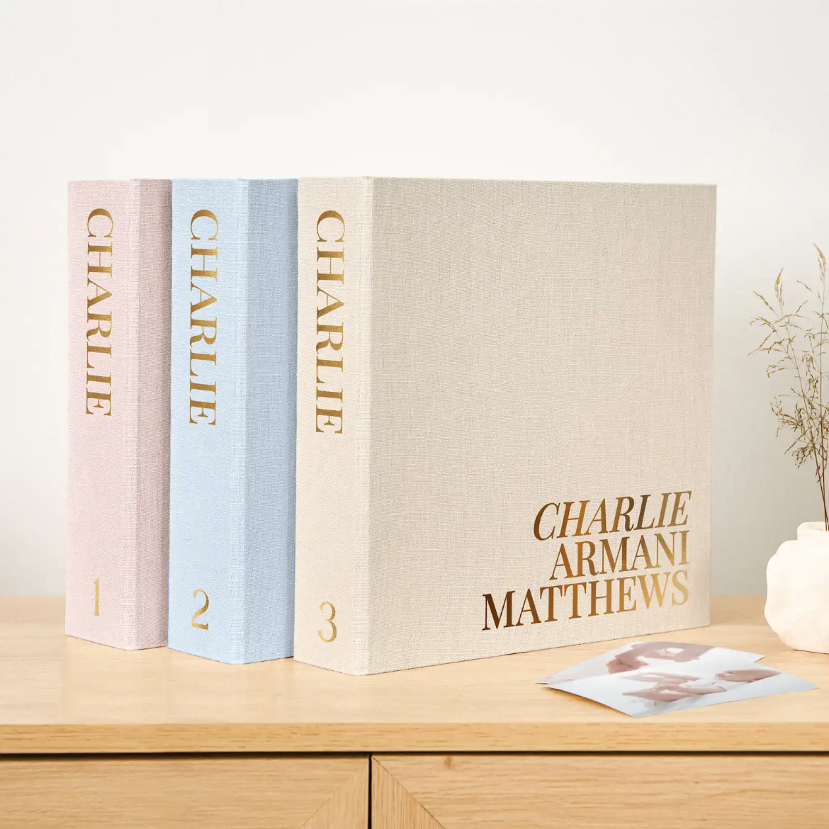 Picture of Linen Baby Slip In Photo Album for 100-1000 4x6 Photos