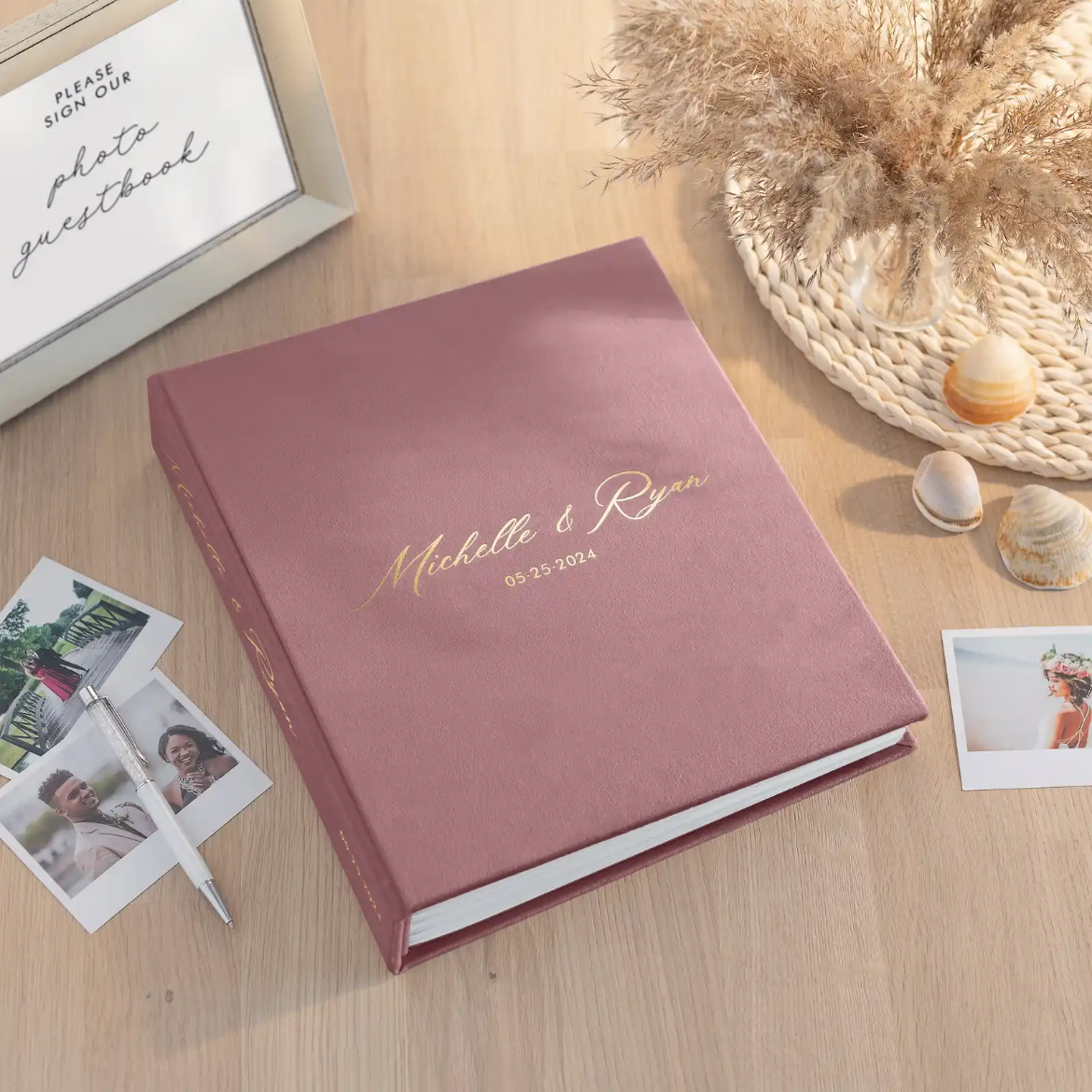 Picture of Velvet Wedding Guest Book Vertical