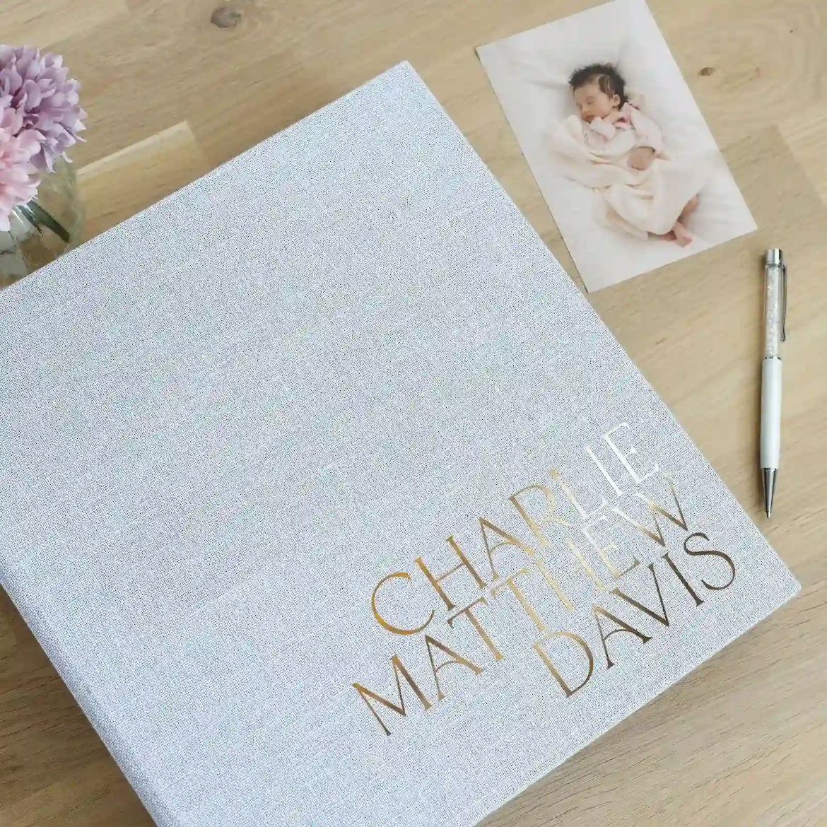 Picture of Linen Baby Slip In Photo Album for 100-1000 4x6 Photos, Design B83