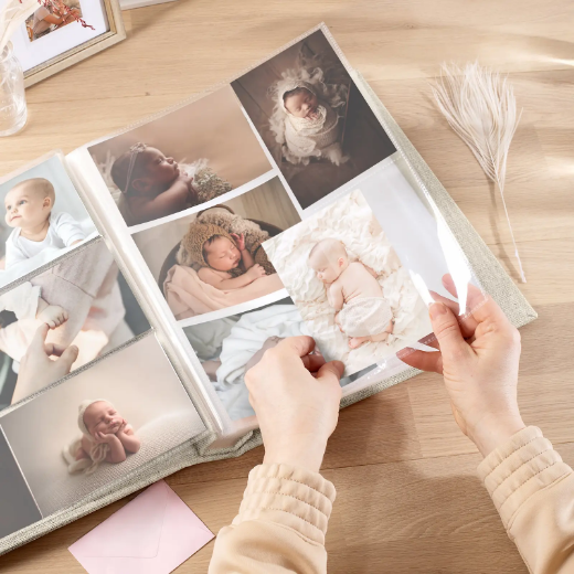 Picture of Linen Baby Slip In Photo Album for 100-1000 4x6 Photos, Design B75