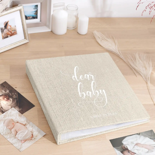 Picture of Linen Baby Slip In Photo Album for 100-1000 4x6 Photos, Design B75