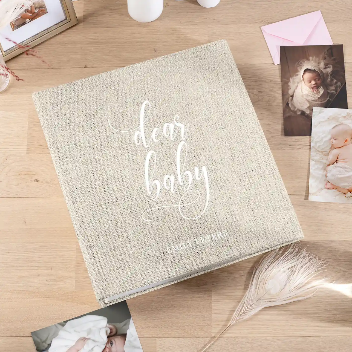 Picture of Linen Baby Slip In Photo Album for 100-1000 4x6 Photos, Design B75