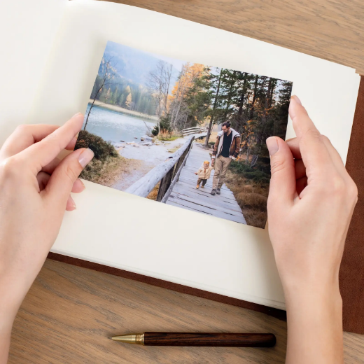 Picture of Leather Traditional Photo Album, Rustic Crazy Horse Leather, Wrap tie closure