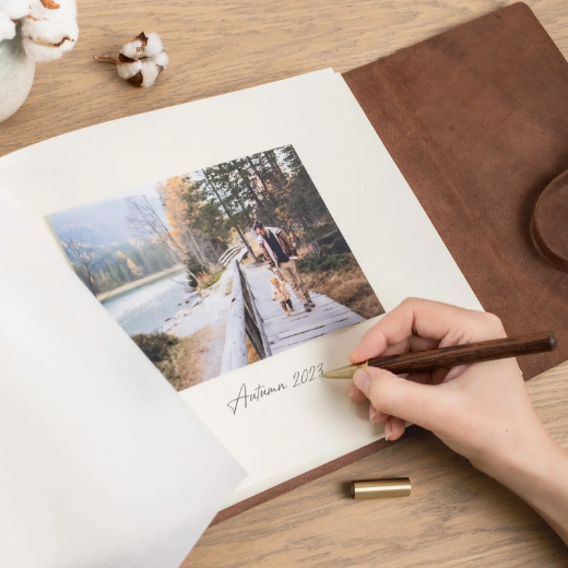 Picture of Leather Traditional Photo Album, Rustic Crazy Horse Leather, Wrap tie closure