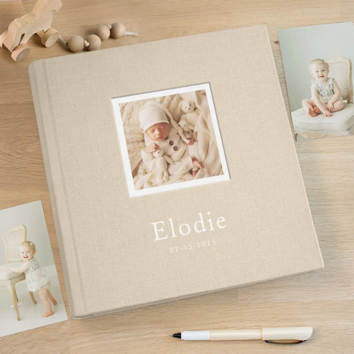 Picture of Linen Traditional Baby Photo Album, Photo Window, Design B248