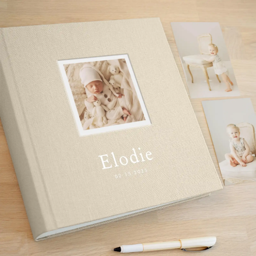 Picture of Linen Traditional Baby Photo Album, Photo Window, Design B248