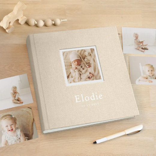 Picture of Linen Traditional Baby Photo Album, Photo Window, Design B248