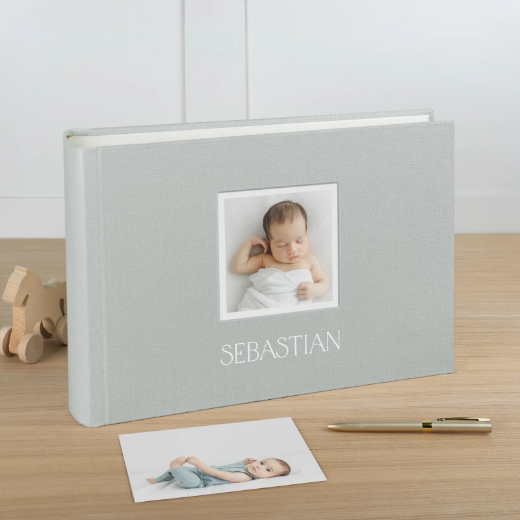Picture of Linen Traditional Baby Photo Album, Photo Window