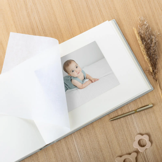 Picture of Linen Traditional Baby Photo Album, Photo Window