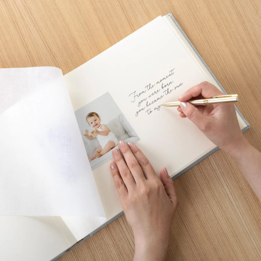 Picture of Linen Traditional Baby Photo Album, Photo Window