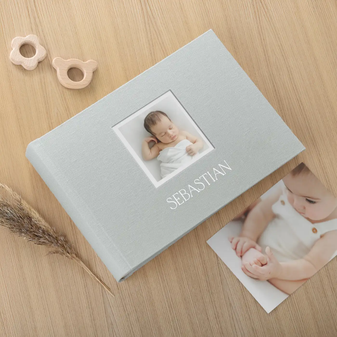 Picture of Linen Traditional Baby Photo Album, Photo Window