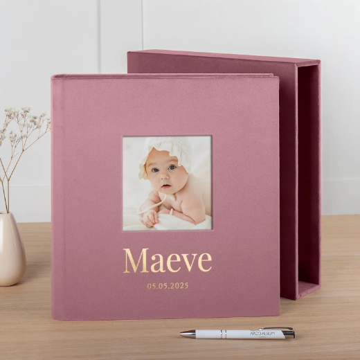 Picture of Velvet Traditional Baby Photo Album, Photo Window