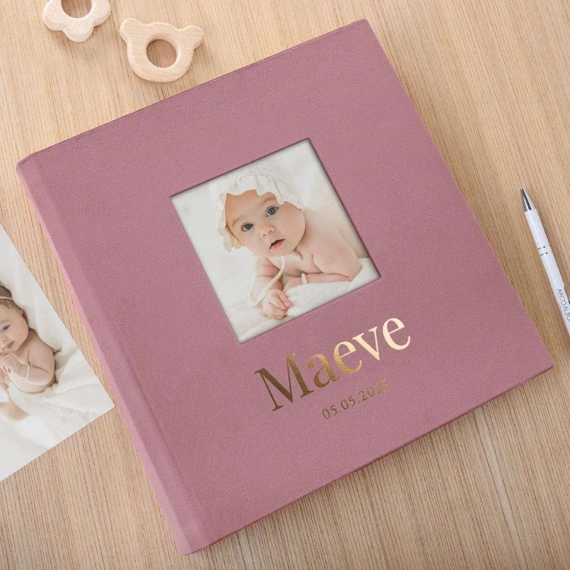 Picture of Velvet Traditional Baby Photo Album, Photo Window