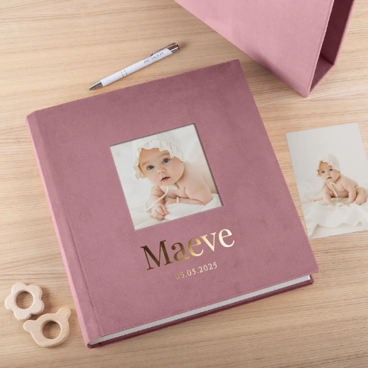 Picture of Velvet Traditional Baby Photo Album, Photo Window